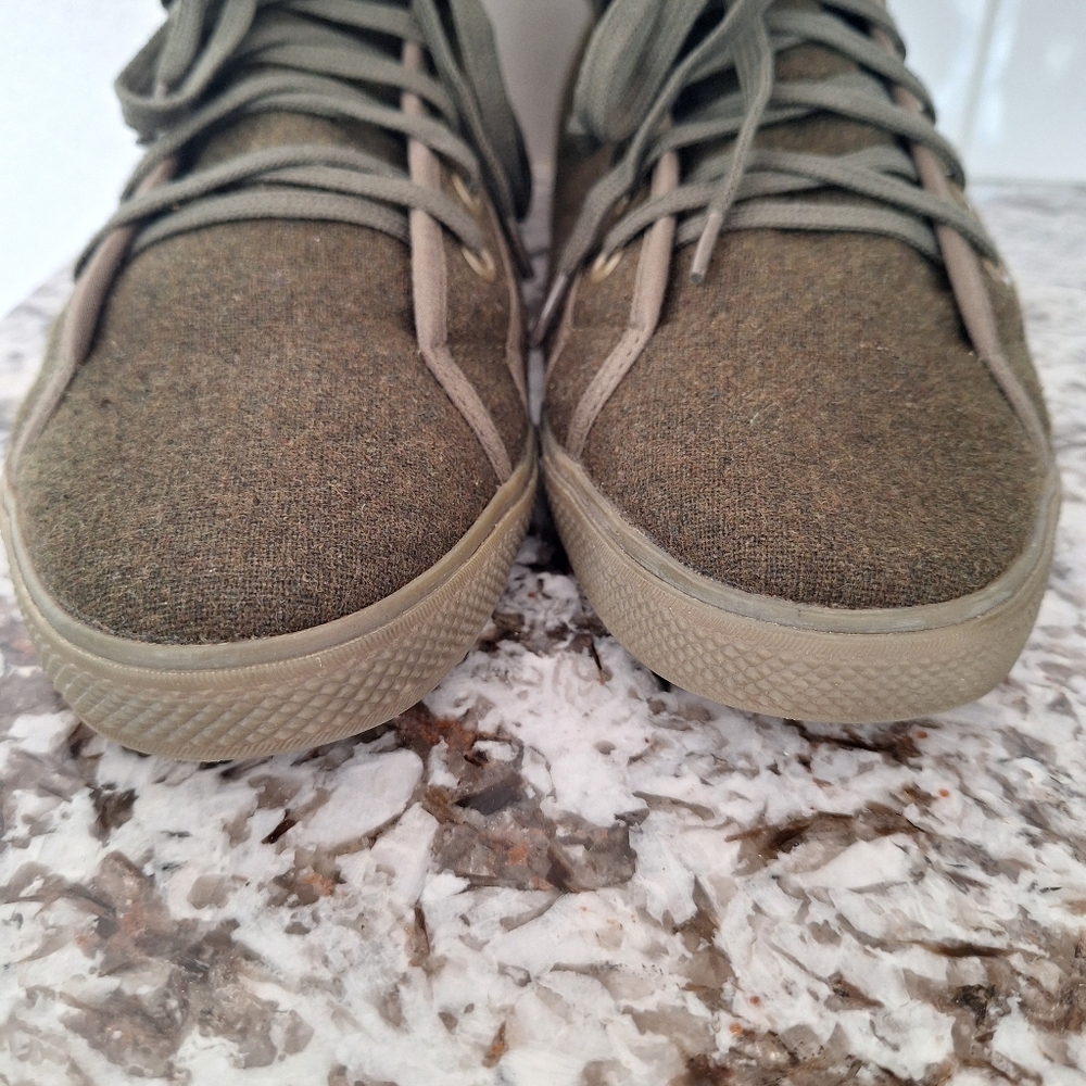 Ben Sherman Khaki Wool High-Top Sneakers Size 12 View 2